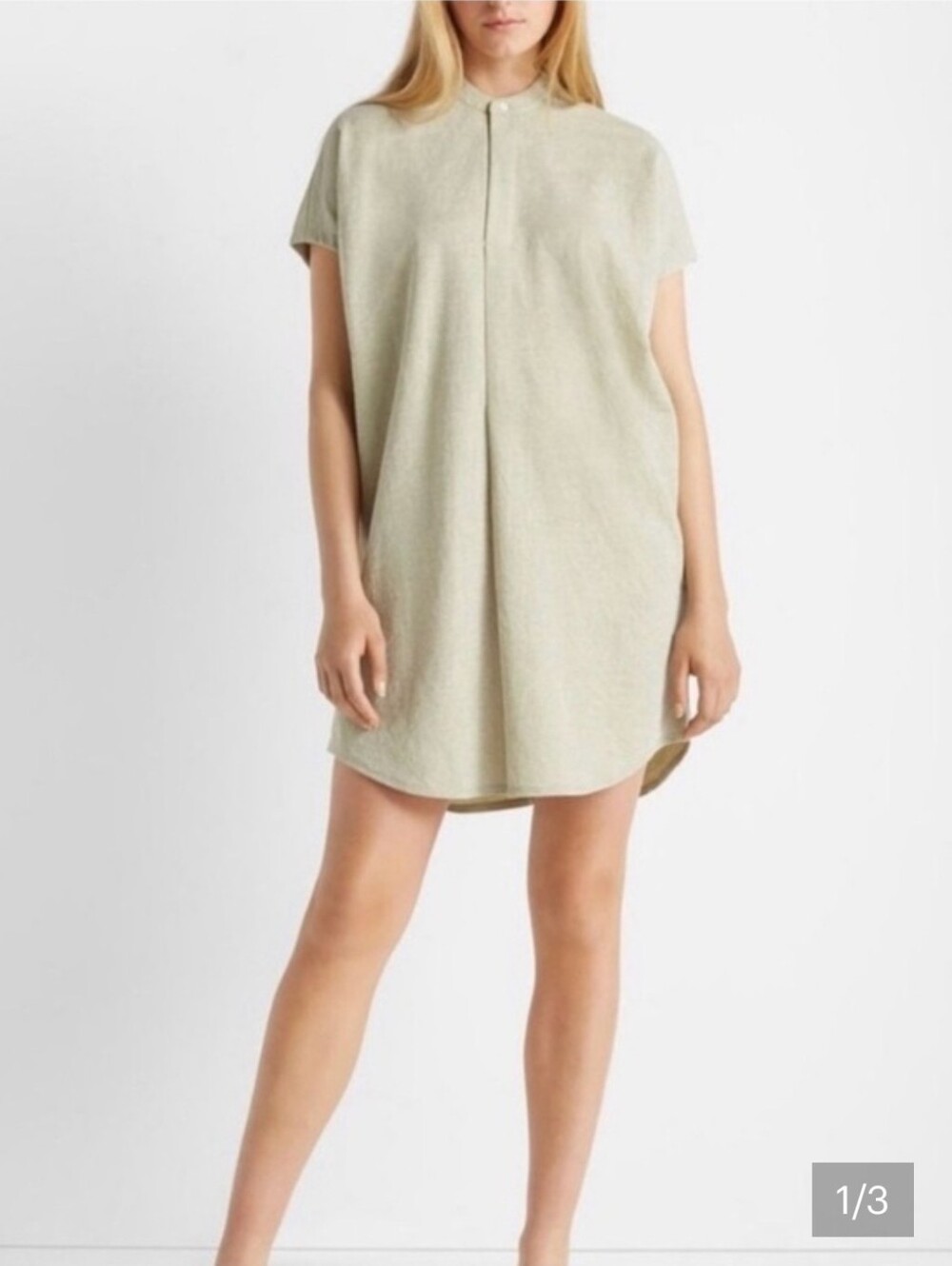 Club Monaco Light Olive Short Sleeve Shirt Dress XL